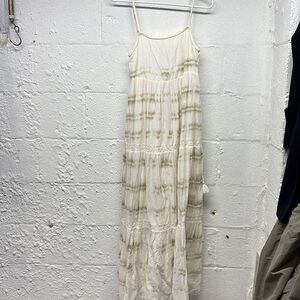 NEW Aerie Maxi Sun Dress Tiered  Women’s size Small White Tie Dye  Cotton Lined